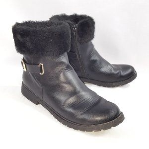 Black Short Ankle Winter Boots Fur Zipper Girls 6